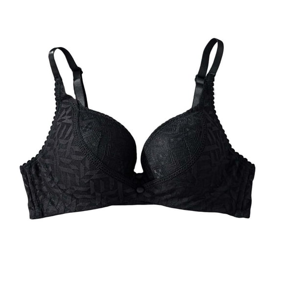 Sopiago Womens Wireless Bra Full Coverage Unlined Lace Sexy Plus Size Underwire Bra for Large Breasts Black,XL