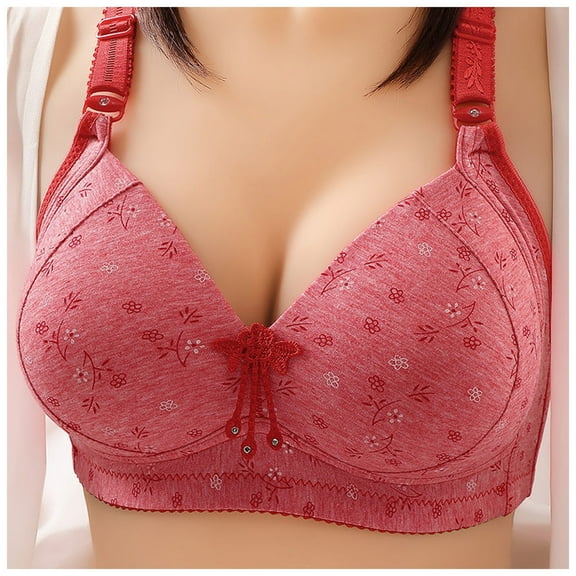 Sopiago Womens Wireless Bras V Mesh Comfortable Bralette Supportive Tshirt Bra No Underwire Seamless Push Up Everyday Woman Bras Red,38