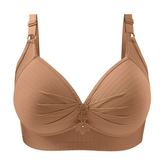 Sopiago Womens Wireless Push Up Bras for Women No Underwire Seamless Full Coverage Supportive T Shirt Everyday Bras for Women Khaki,44