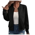 thumbnail image 1 of Sopiago Zip Up Jacket for Women Lightweight Windproof Bomber Jackets Fashion Coat Boyfriend Loose Fit Outerwear Black,2XL, 1 of 7