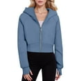 thumbnail image 1 of Sopiago hoodies for women Womens Hoodie Full Zip Long Sleeve Lightweight Sweatshirts Pockets Jacket Coat zip up hoodie women Blue,XL, 1 of 4