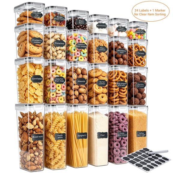 Sopito Airtight Food Storage Containers with Lids, 24 Pcs BPA-Free Plastic Kitchen & Pantry Organization Container for Cereal, Dry Food, Flour & Sugar