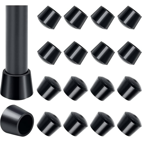 Sopito Chair Leg Tips Caps, Non Slip 3/4in Rubber Chair Leg Floor Protectors Furniture Feet Covers, Round Black-16 Pack