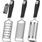 Sopito 3 Pack Stainless Steel Hand Cheese Grater with Silicone Handle, Lemon Zester for Chocolate Spices Ginger