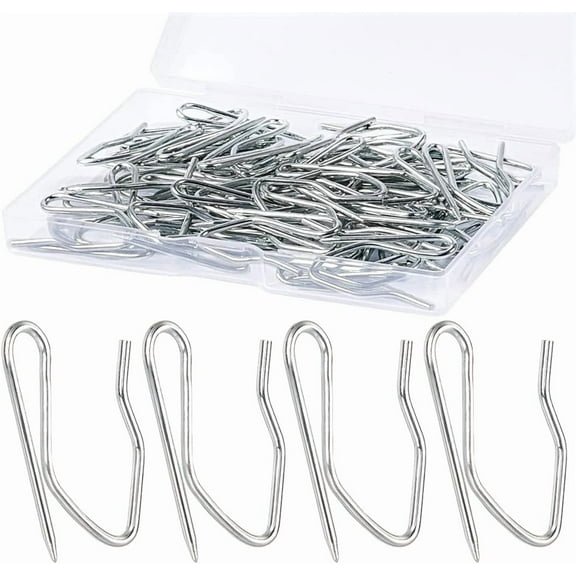 Sopito Curtain Hooks, 1.2in Metal Drapery Pin and Hook for Door Window Shower Curtain, Silver White 58PCS