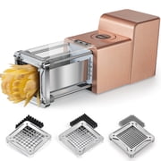 Sopito Electric Potato Cutter, Stainless Steel French Fry Cutter with 3 Blades-1/2in & 3/8in &1/4in Great for Potatoes Cucumbers Carrots,Rose Gold