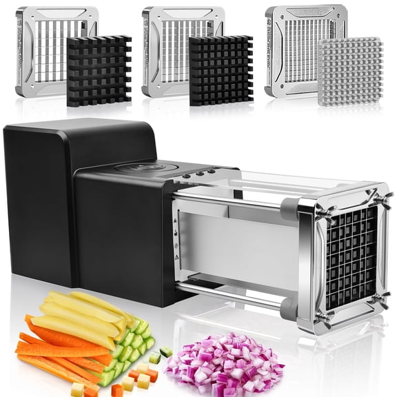 Open Box Sopito Electric Potato Cutter, Stainless Steel French Fry Cutter with 3 Blades-1/2in & 3/8in &1/4in Great for Potatoes Cucumbers Carrots