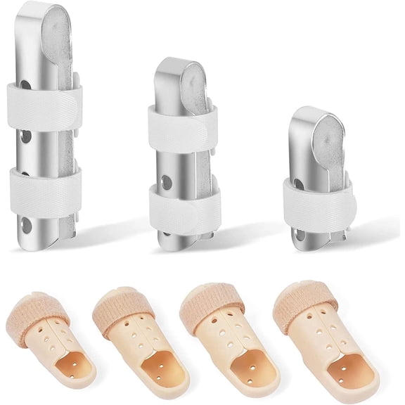 Sopito Finger Splint, 7PCS Finger Support Brace Finger Stabilizer for Broken Fingers Straightening Arthritis Knuckle Immobilization,Silver