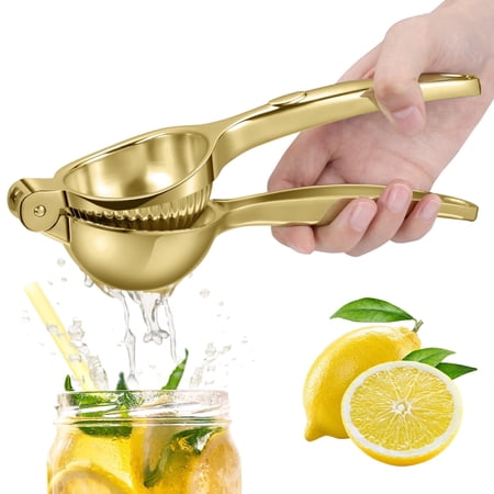 Sopito 304 Stainless Steel Lemon Squeezer, Heavy Duty Hand Citrus Press, Seed-Free Fast Juicer, Gold