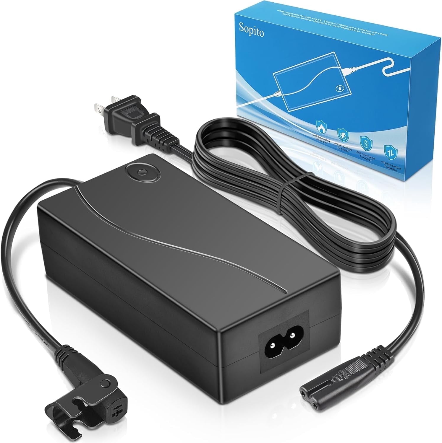 Sopito Power Recliner Supply, Universal 2-Pin AC/DC Adapter 100-240V, Quality 29V 2A Switching Transformer, Replacement Part for Recliner Couch/Electric Sofa/Lift Chair/Standing Desk