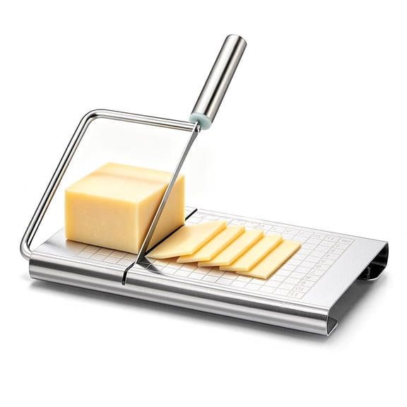 Sopito Stainless Steel Cheese Slicer Cutter for Block Cheese with Measuring Grids, Multipurpose Slicing Tool for Butter Sausages Vegetables