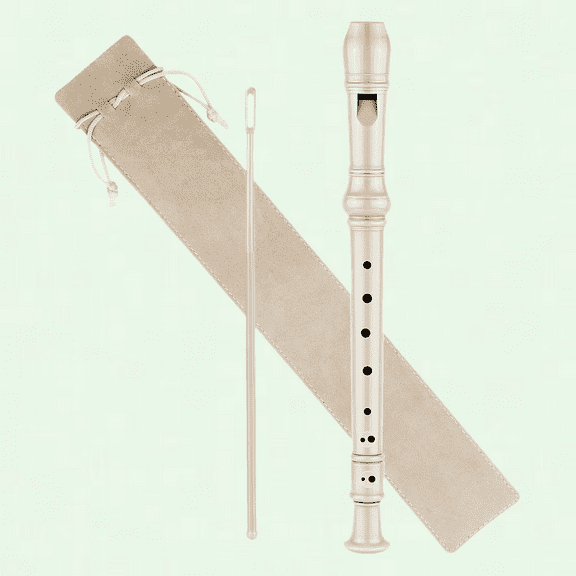 Soprano C Key Recorder 8 Holes, 3-Piece German Style Baroque Finger Recording Instrument with Cleaning Rod and Storage Bag