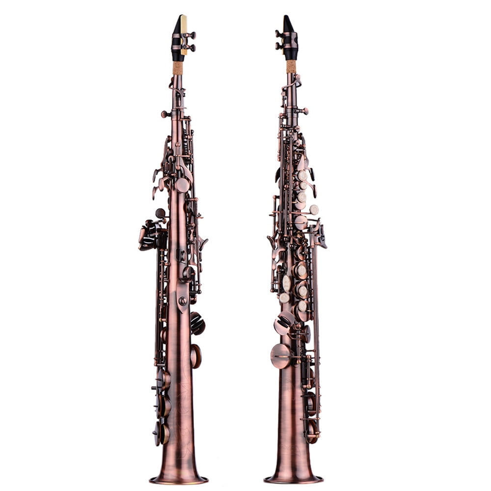 Soprano Saxophone Soprano Saxophone Kit Professional Brass Straight Bb Soprano Saxophone Ni Plated Sax Woodwind Instrument Carve Pattern With Case Gloves Cleaning Cloth Straps