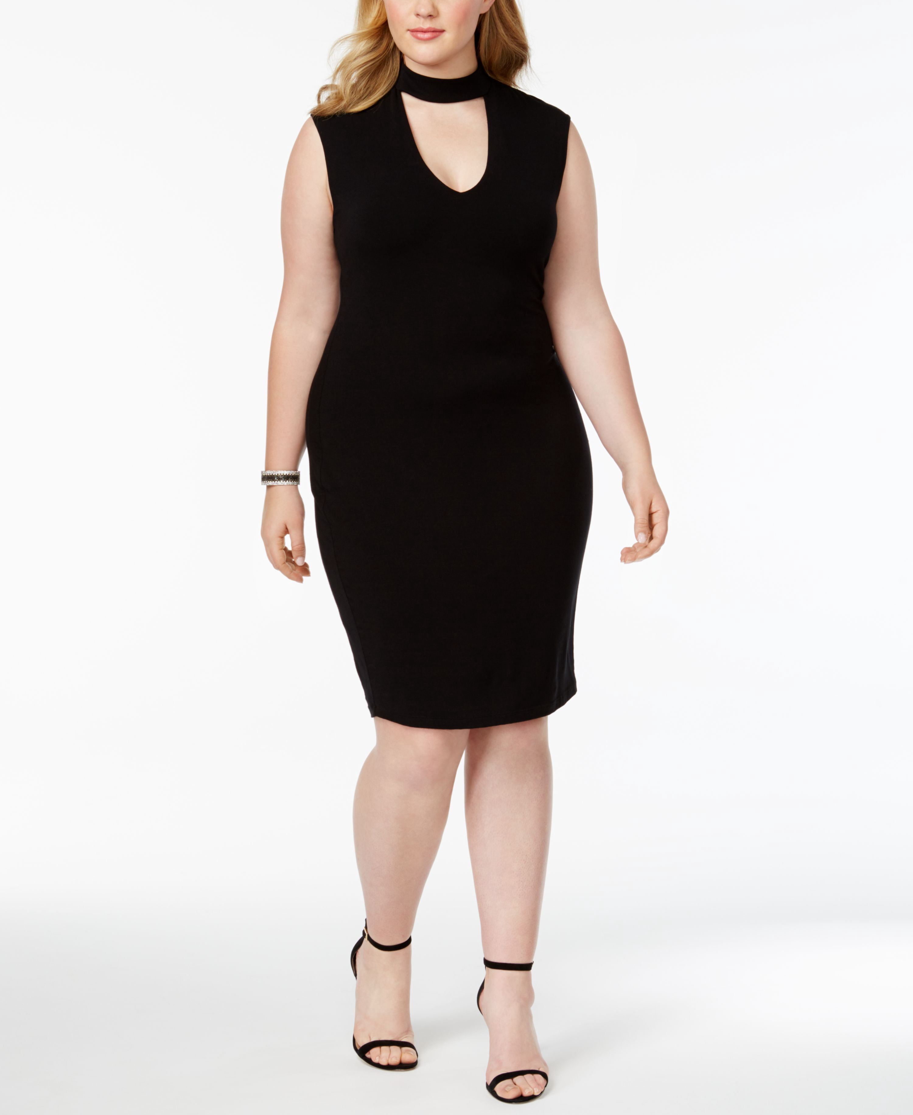 Soprano Trendy Plus Size Gigi Bodycon Dress Black 3X
