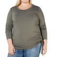 thumbnail image 1 of Soprano Womens Cinched Side Pullover Blouse, Green, Plus Size, 1X, 1 of 2