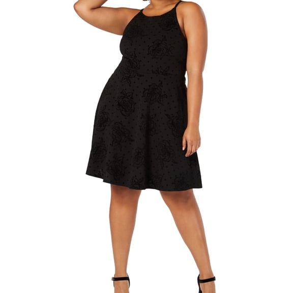 Soprano Womens Plus Velvet Sleeveless Cocktail Dress