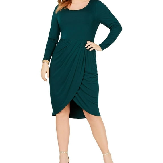 Soprano Womens Tulip Hem Jersey Dress, Green, Plus Size, 3X