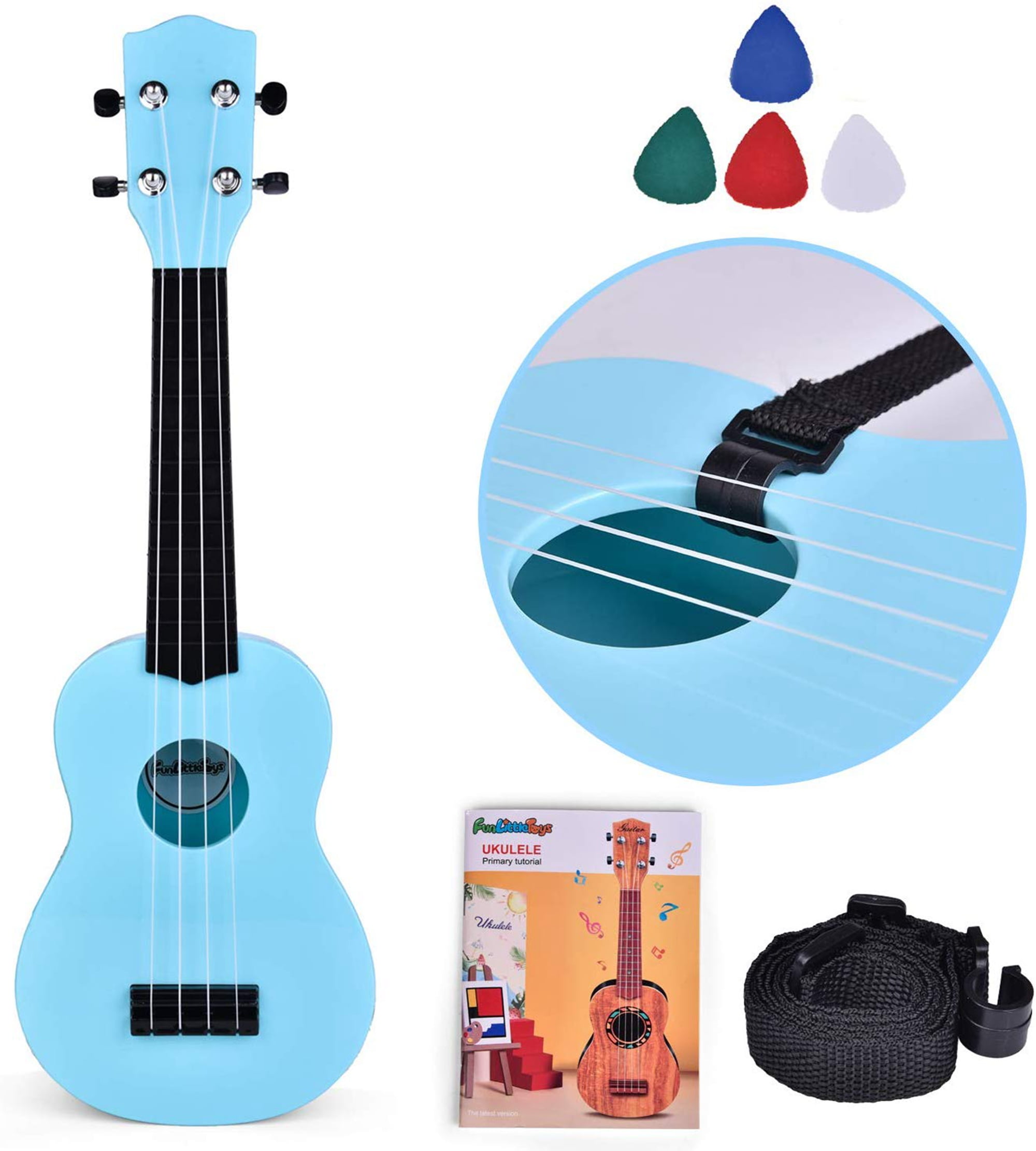 Kids Ukulele 21 inch Soprano Ukelele,Musical Instrument, Ukuleles Gifts for  Children Beginners with Bag Picks Strings (Light blue)