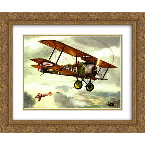 Sopwith Camel, 1917 2x Matted 24x20 Gold Ornate Framed Art Print by Alfred Owles
