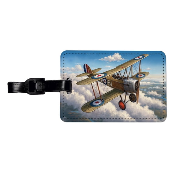 Sopwith Camel WWI British Fighter Plane Faux Leather Travel Luggage Tag
