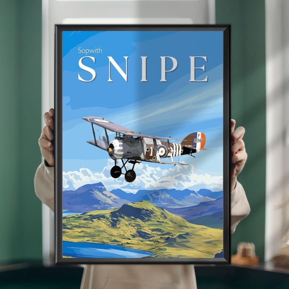 Sopwith Snipe Aviation Poster, WWI Biplane Art, Unframed Paper Poster 8x10in