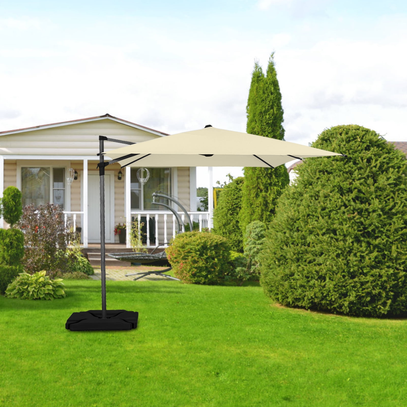 Sorara 10’ Round Maza Outdoor Hanging Offset Cantilever Umbrella for