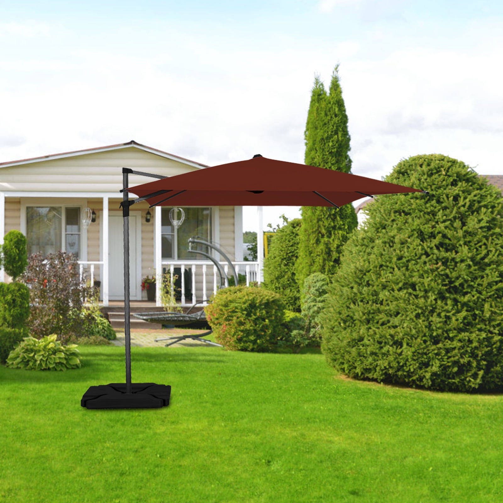 Sorara 10’ Round Maza Outdoor Hanging Offset Cantilever Umbrella for
