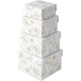 thumbnail image 1 of Sorarto Square Gift Boxes with Lids 4pc Set | White Gold Floral Nesting Gift Boxes for Presents Birthday Wedding Bridesmaid Christmas, 1 of 9