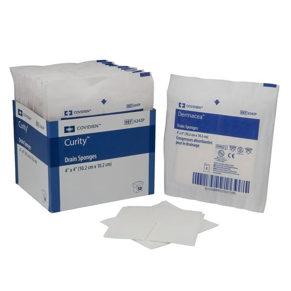 Sorb-IT Sterile Drain Sponge 4'' x 4'', Box of 50, 2 Pack (100 Total)