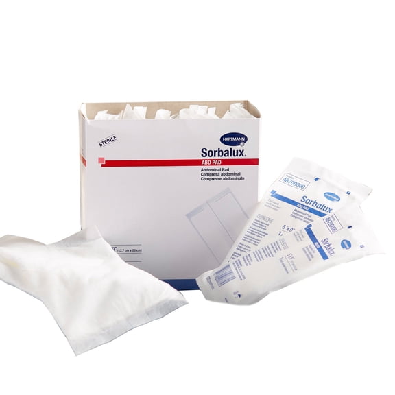 Sorbalux ABD Pad, Sterile, 1-Ply Abdominal Pad, 5 in x 9 in, 25 Count, 1 Pack