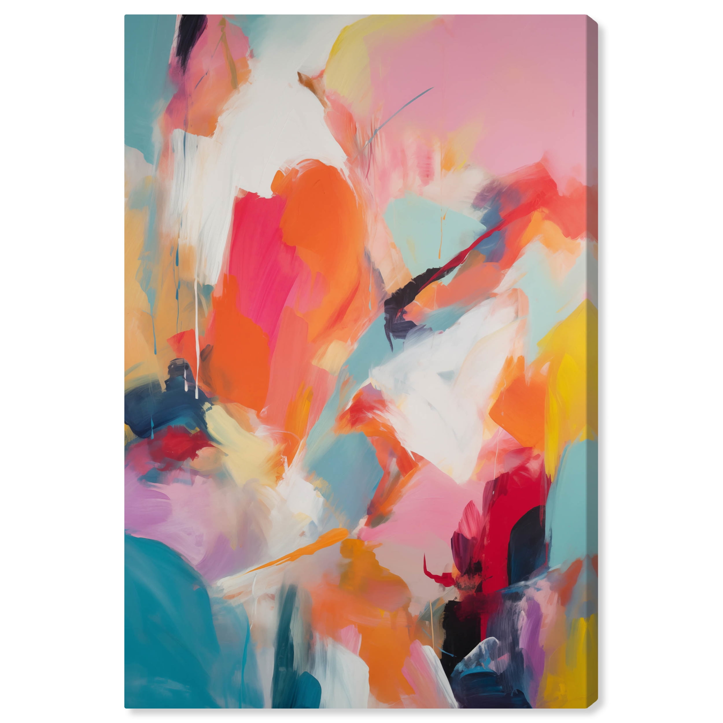 Sorbet Abstract II Retro Modern Multicolor Canvas Wall Art