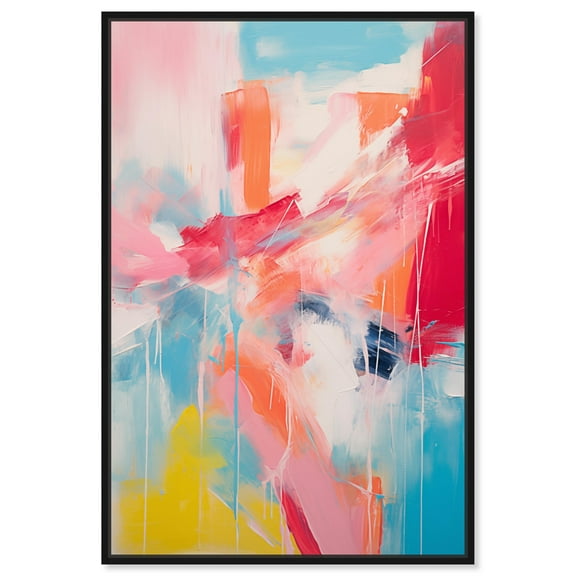Sorbet Abstract Retro Modern Abstract Canvas Wall Art by Art Remedy, Black Floater Frame, 10"x15"