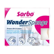 Sorbo Wonder Sponge 2-Pack Miracle melamine erasers for chemical-free cleaning. Removes stains, streaks & scuffs, no water needed. Ideal for trainers & surfaces.