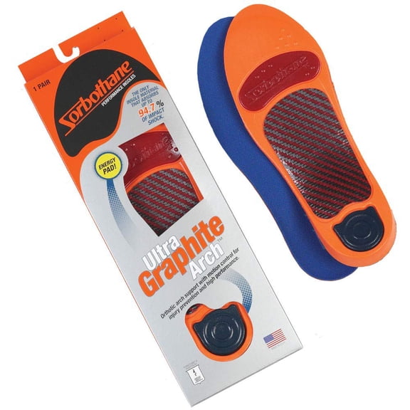 Sorbothane Ultra Graphite Medium Arch Insole W 9-10, M 6.5-7.5 Metric 39-41 - C