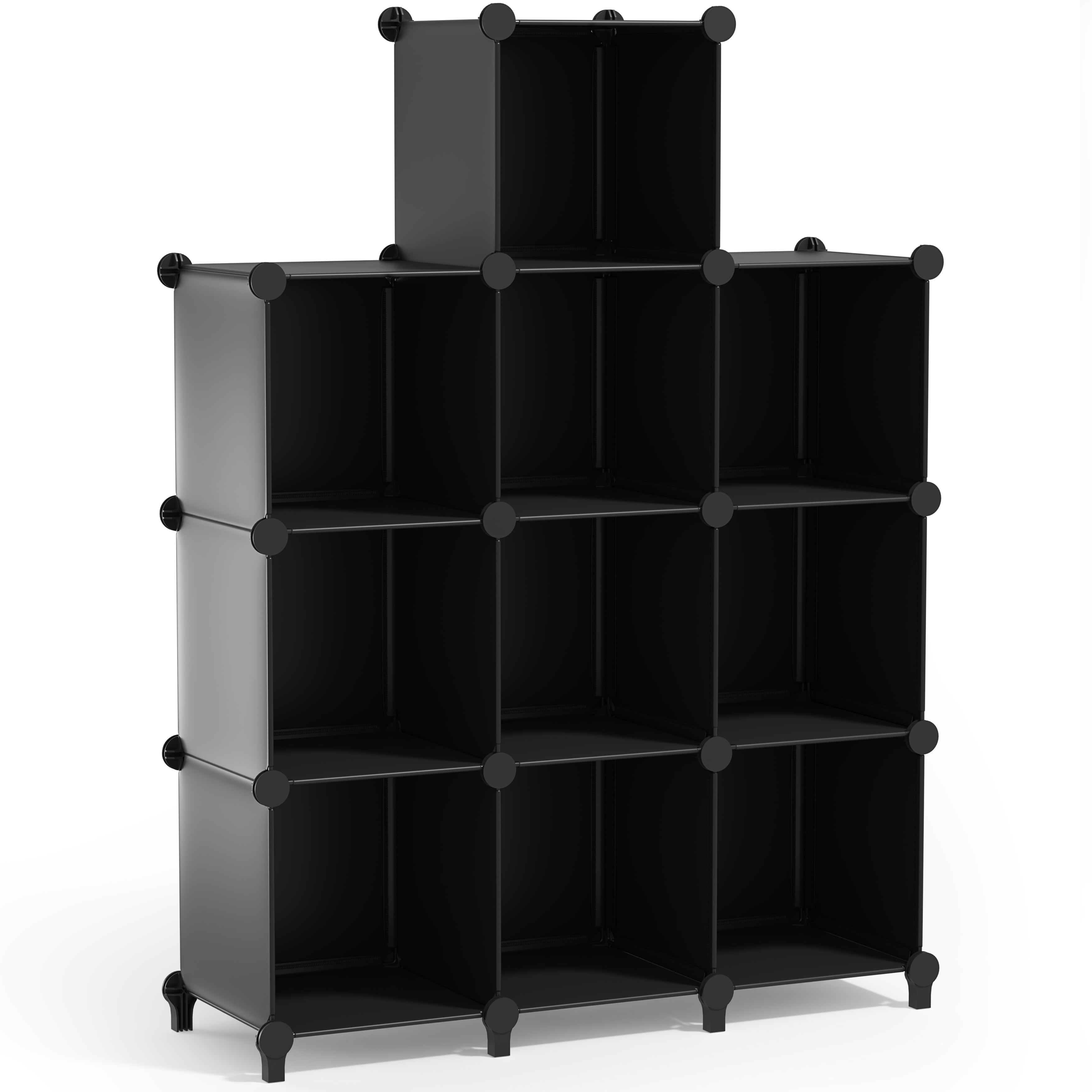 Sorbus 10-Cube Storage Organizer, Waterproof Cubby Shelf for Closet & Bedroom, Black