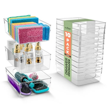 Sorbus 10 Pack Large Clear Plastic Storage Bins, Clear Organizer Bins with Handle for Kitchen, Pantry, Cabinet, Refrigerator, Craft, Toys, Clothes, Closet, Under Sink, Bathroom Organizers and Storage