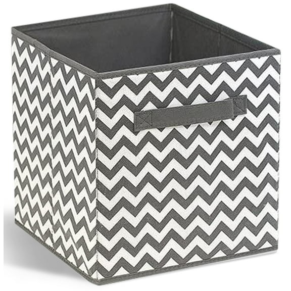 Sorbus 11" Foldable Chevron Print Fabric Storage Cube Bin, Gray
