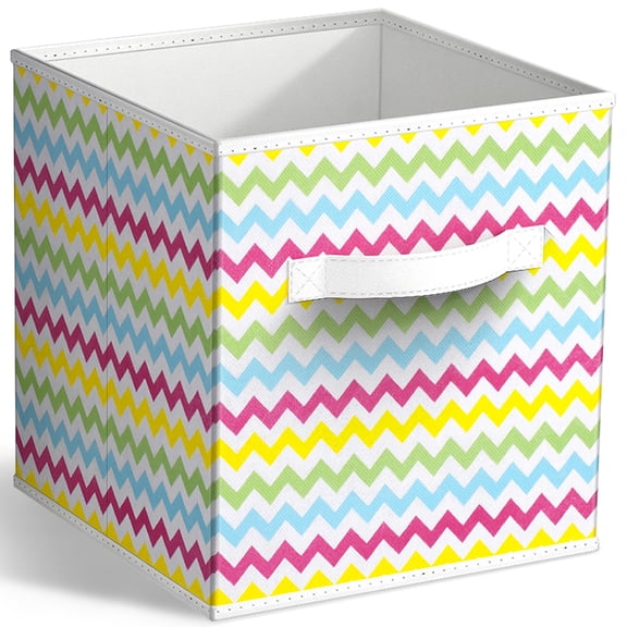 Sorbus 11" Foldable Chevron Print Fabric Storage Cube Bin, Rainbow