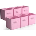 thumbnail image 1 of Sorbus 11" Foldable Fabric Baskets with Handles for Storage & Organization, 6-Pack, Pastel Pink, 1 of 7
