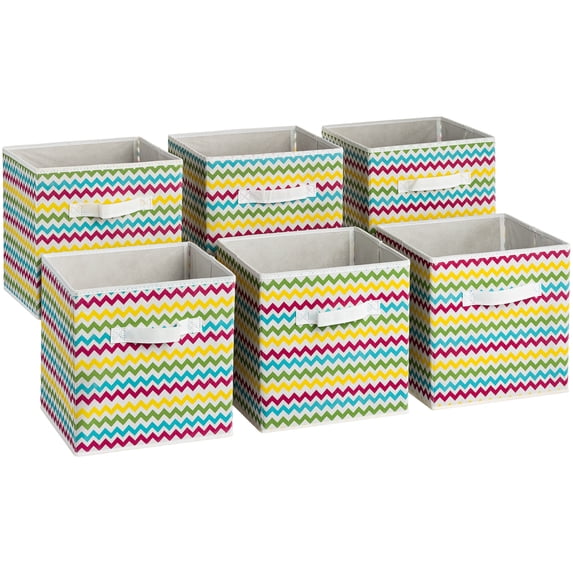 Sorbus 11" Foldable Fabric Storage Cube Basket Bin for Kids, Toddlers, and Tweens (6 Pack)