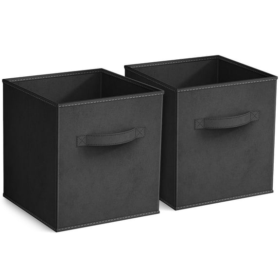 Sorbus 11" Foldable Fabric Storage Cube Bin, Black (2 pack)