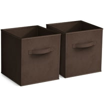 Sorbus 11" Foldable Fabric Storage Cube Bin, Chocolate (2 pack)