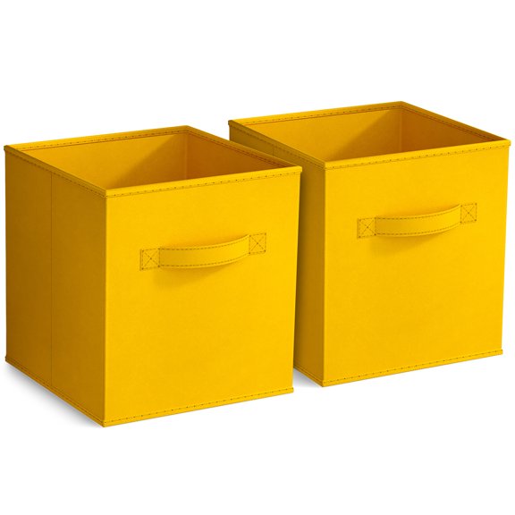 Sorbus 11" Foldable Fabric Storage Cube Bin, Dark yellow (2 pack)