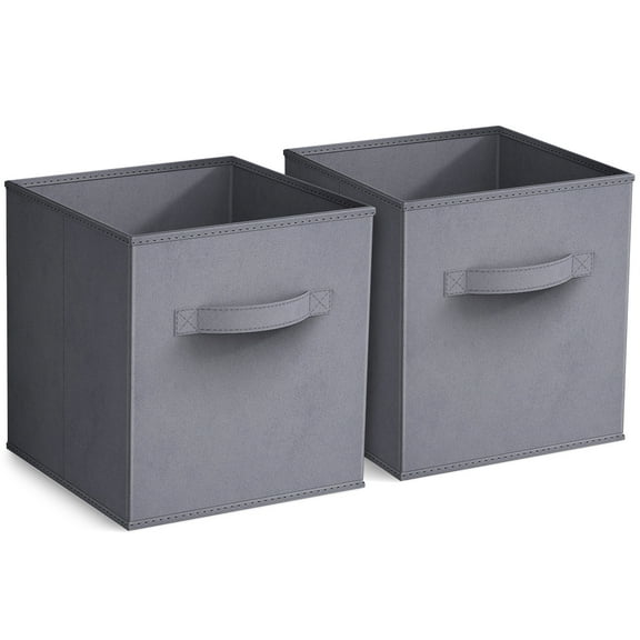 Sorbus 11" Foldable Fabric Storage Cube Bin, Gray (2 pack)