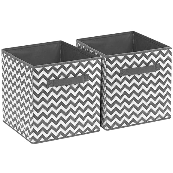Sorbus 11" Foldable Fabric Storage Cube Bin, Gray Chevron (2 pack)