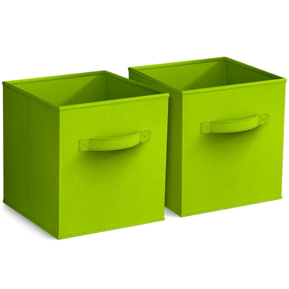 Sorbus 11" Foldable Fabric Storage Cube Bin, Green (2 pack)