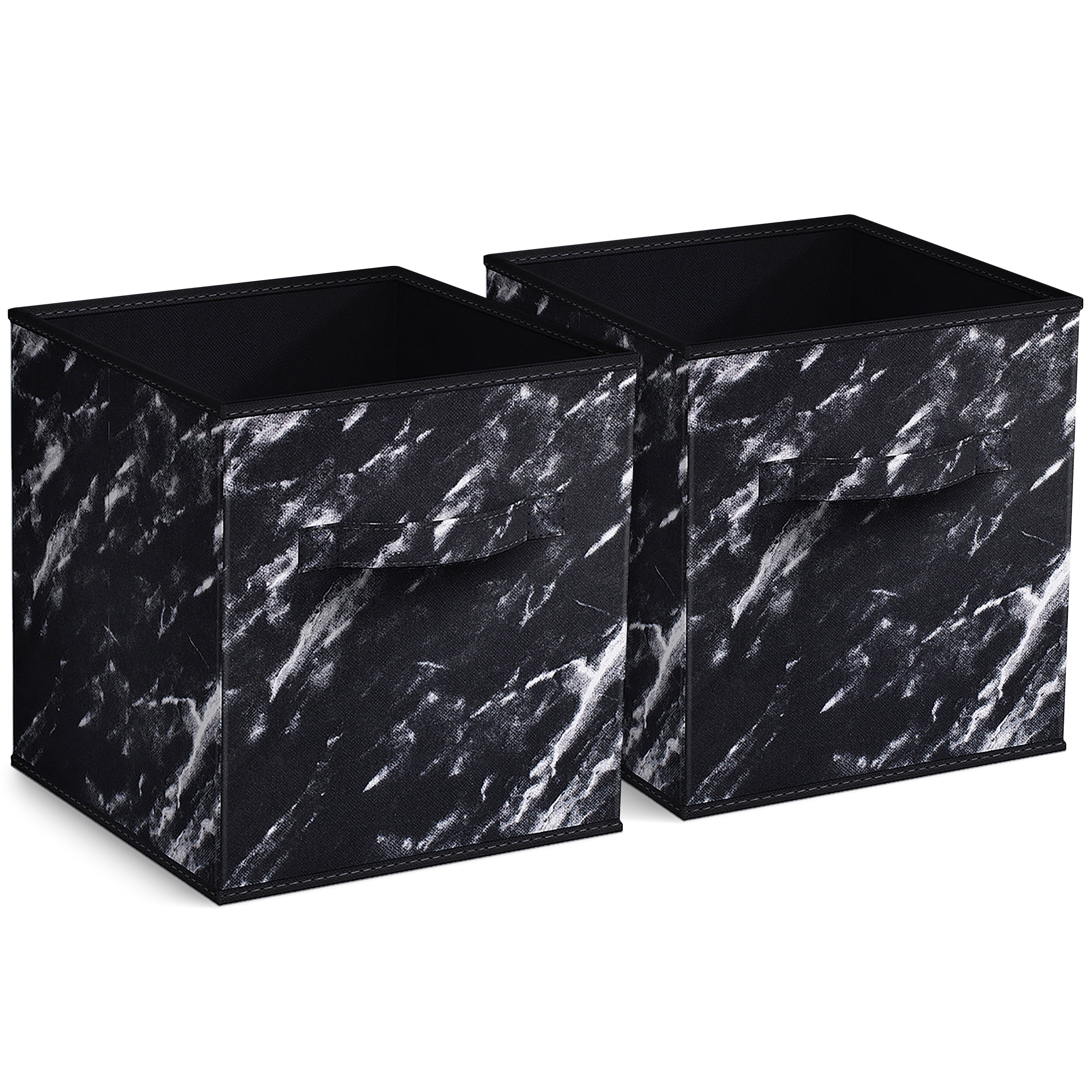 Sorbus 11" Foldable Fabric Storage Cube Bin, Marble Black (2 pack)