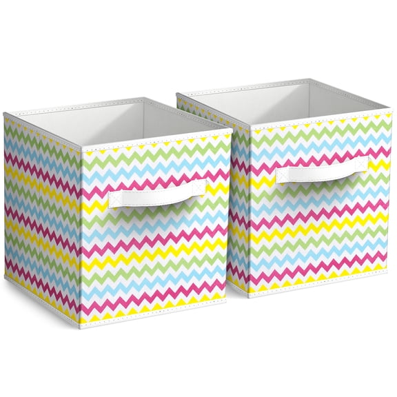 Sorbus 11" Foldable Fabric Storage Cube Bin, Multi Chevron (2 pack)