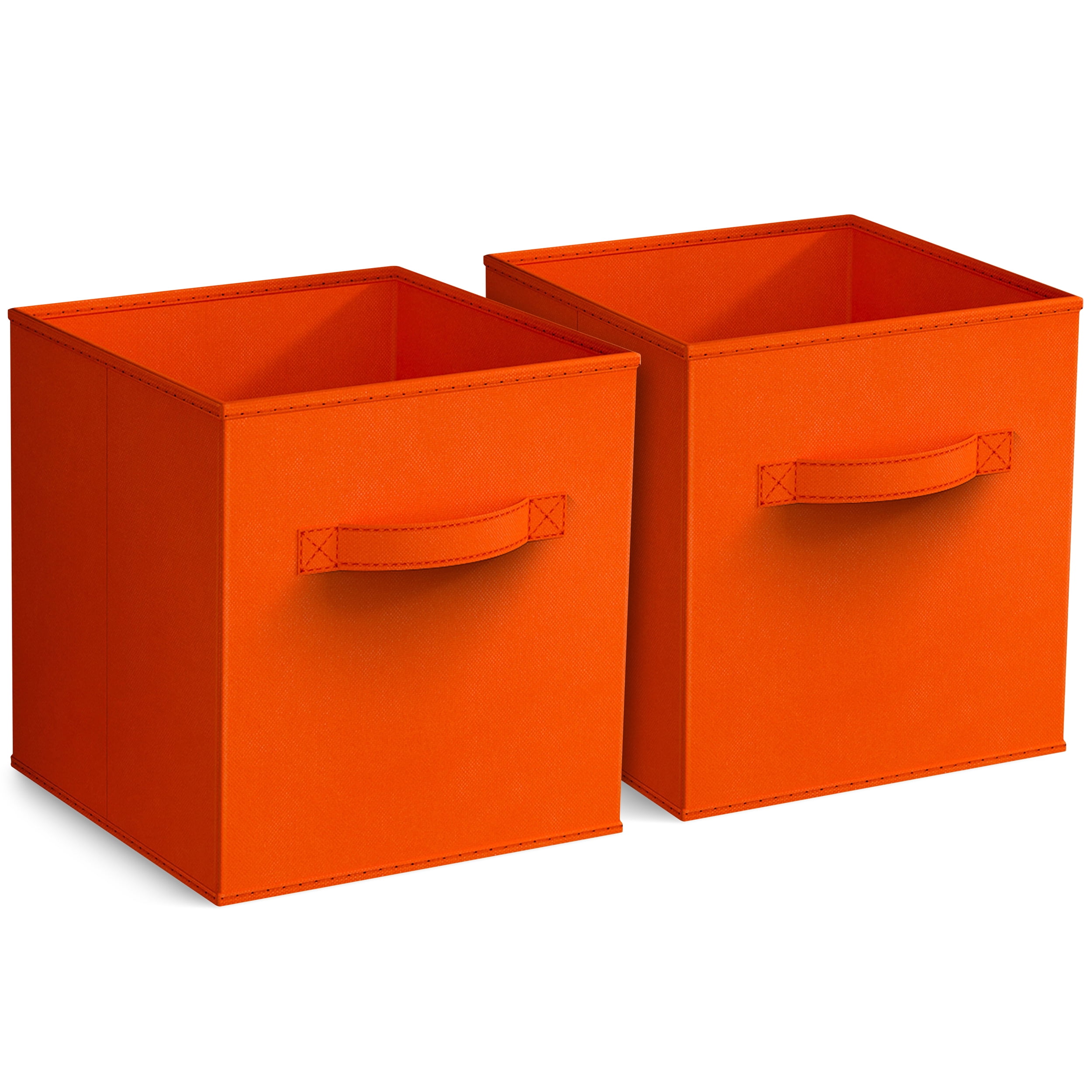 Sorbus 11" Foldable Fabric Storage Cube Bin, Orange (2 pack)