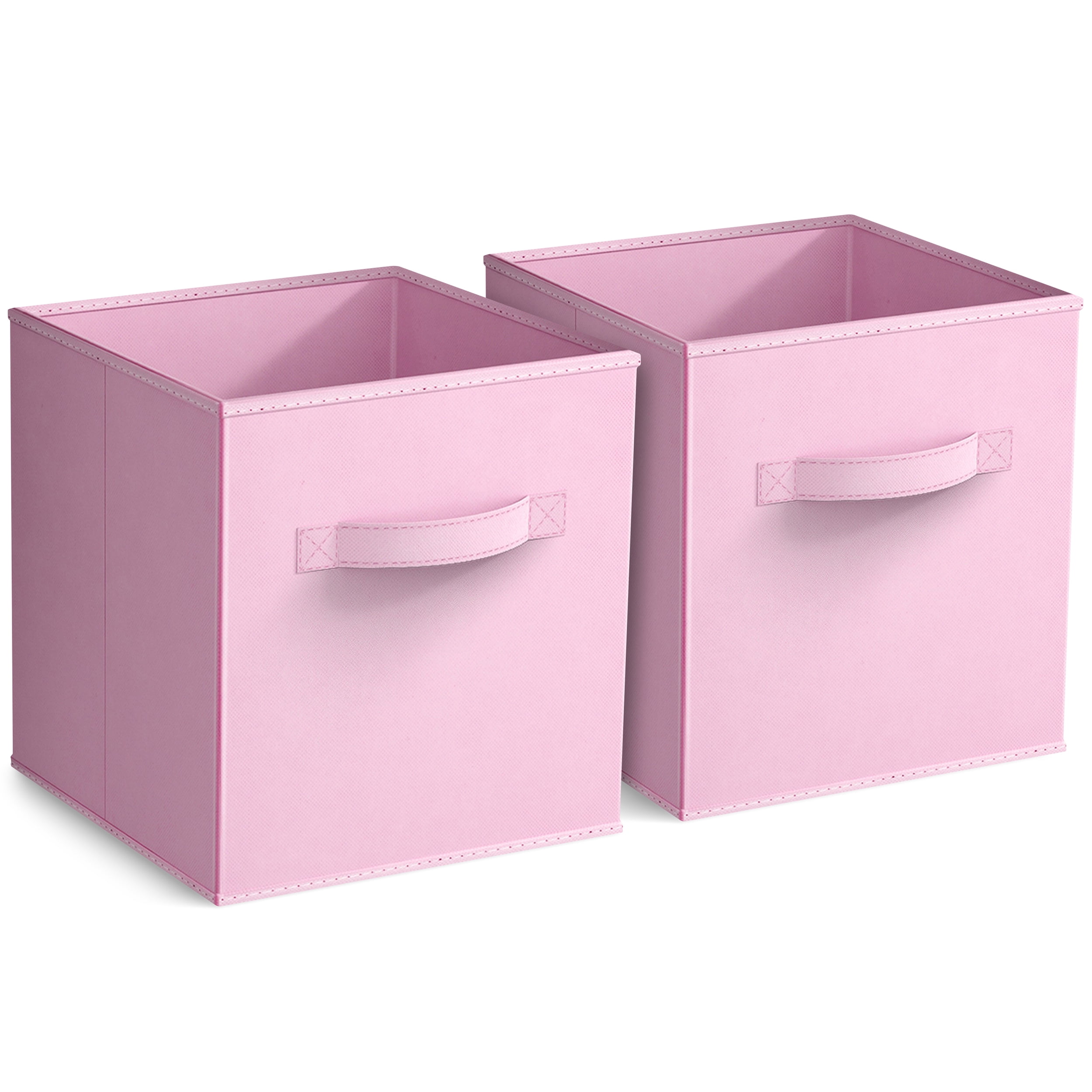 Sorbus 11" Foldable Fabric Storage Cube Bin, Pastel Pink (2 pack)